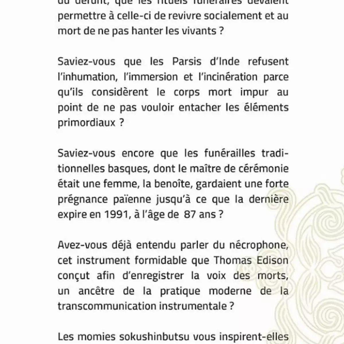 Honorer les ancêtres et se souvenir de nos morts